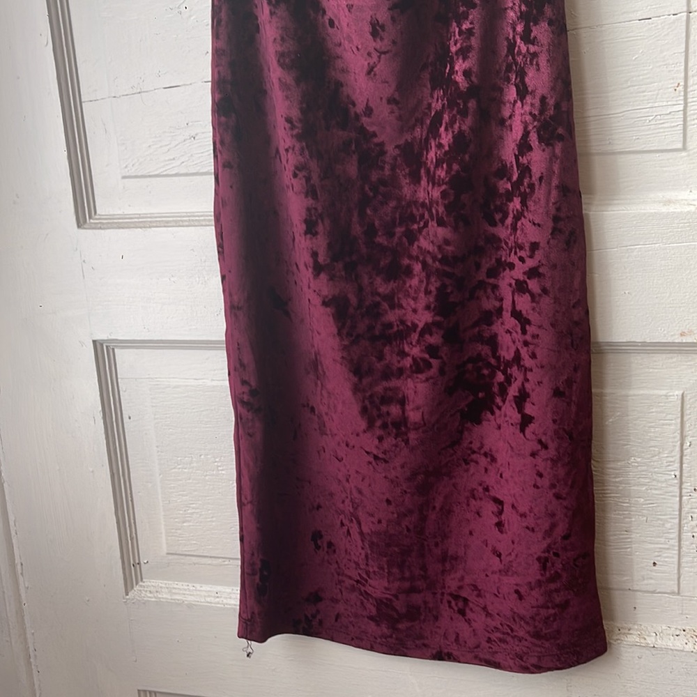 Burgundy velour off the shoulder dress worn once. - Picture 2 of 2